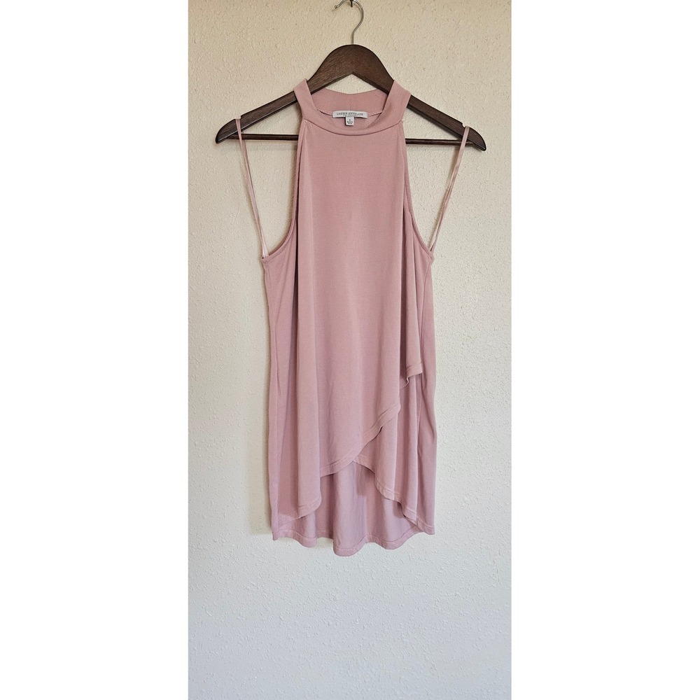 Green Envelope Los Angeles Mauve Pink Halter Mock Neck Tulip Hem Top Large